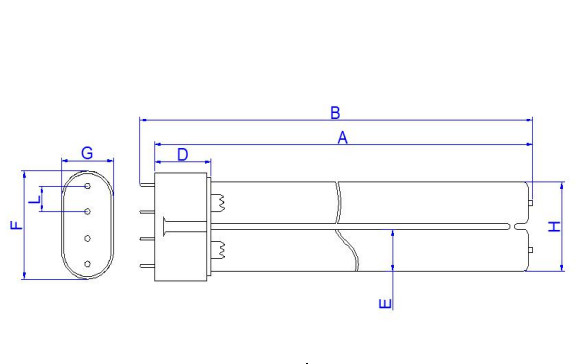 H dá forma 40W ao tubo uv leve germicida UVC leve UV 1 do comprimento G23 dos tubos 533mm
